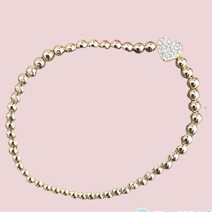 Heart Charm Bracelet With Cubic Zirconia Nickel Free New